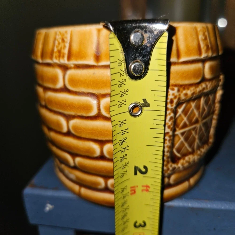 Vintage‎ Brown Glazed Ceramic Honey Pot with Lid Made in Japan Beehive Decor Jar